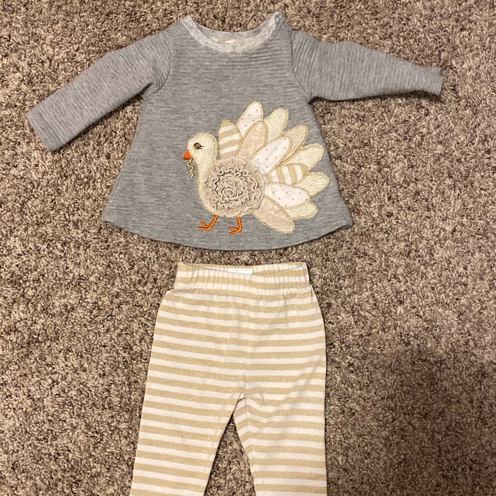 0-6M Mudpie Turkey Outfit for Thanksgiving VGUC